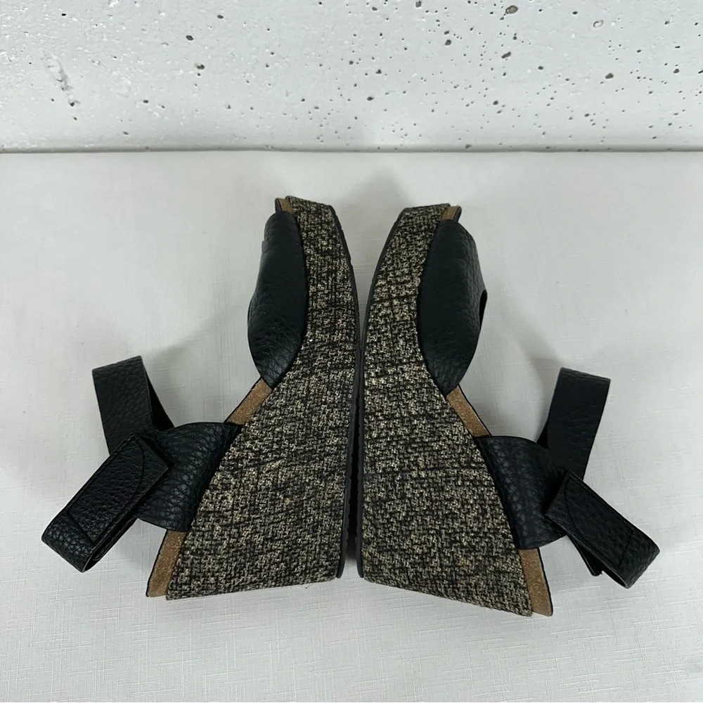 Pedro Garcia Women’s Size 40.5 / 10.5 Fiona Black Leather Platform Wedge Heels